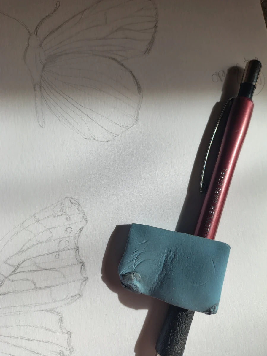 Pencil illustration of a butterfly for a risograph print of butterflies in Glasgow.