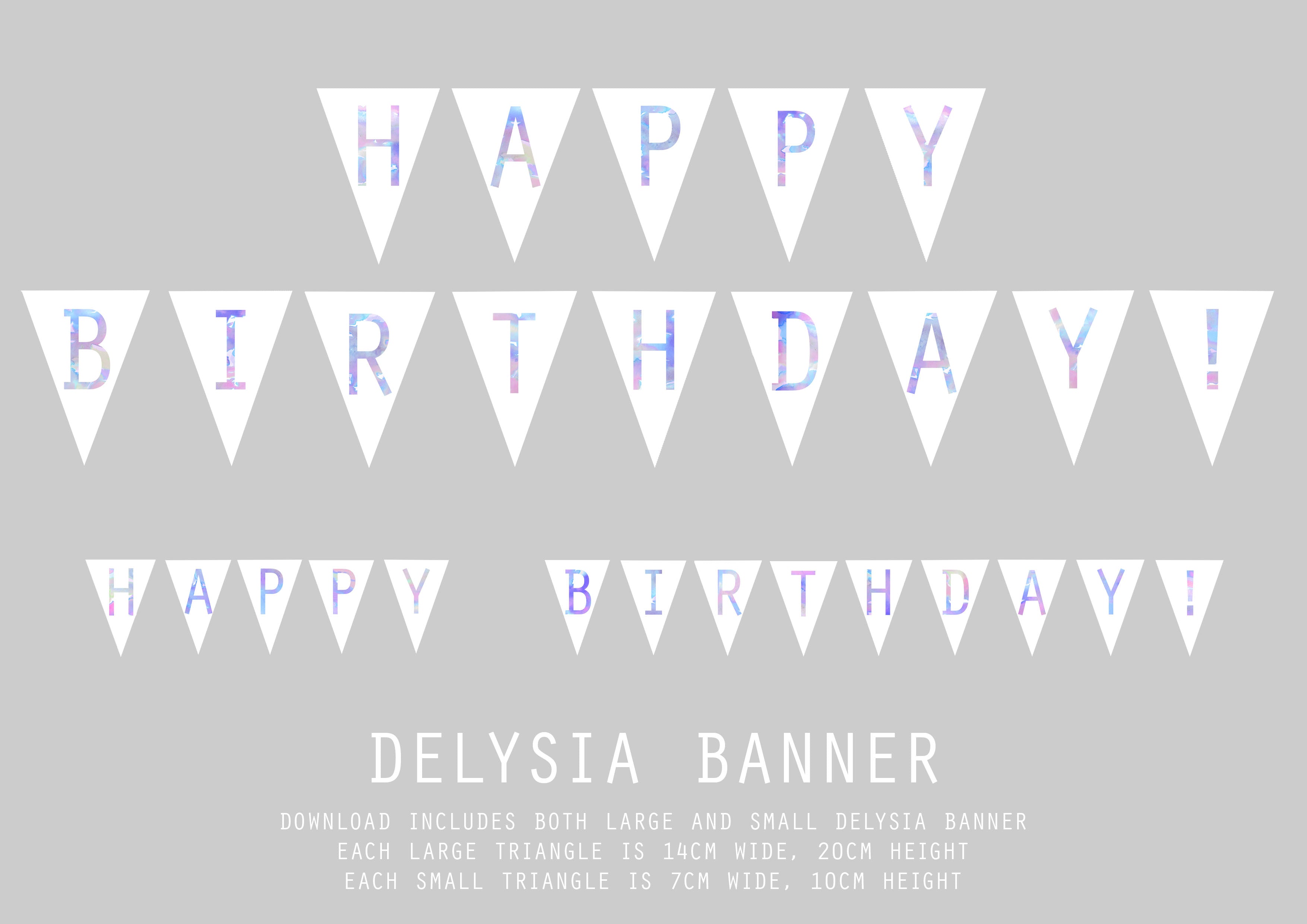 Happy Birthday banner with text on a gray background