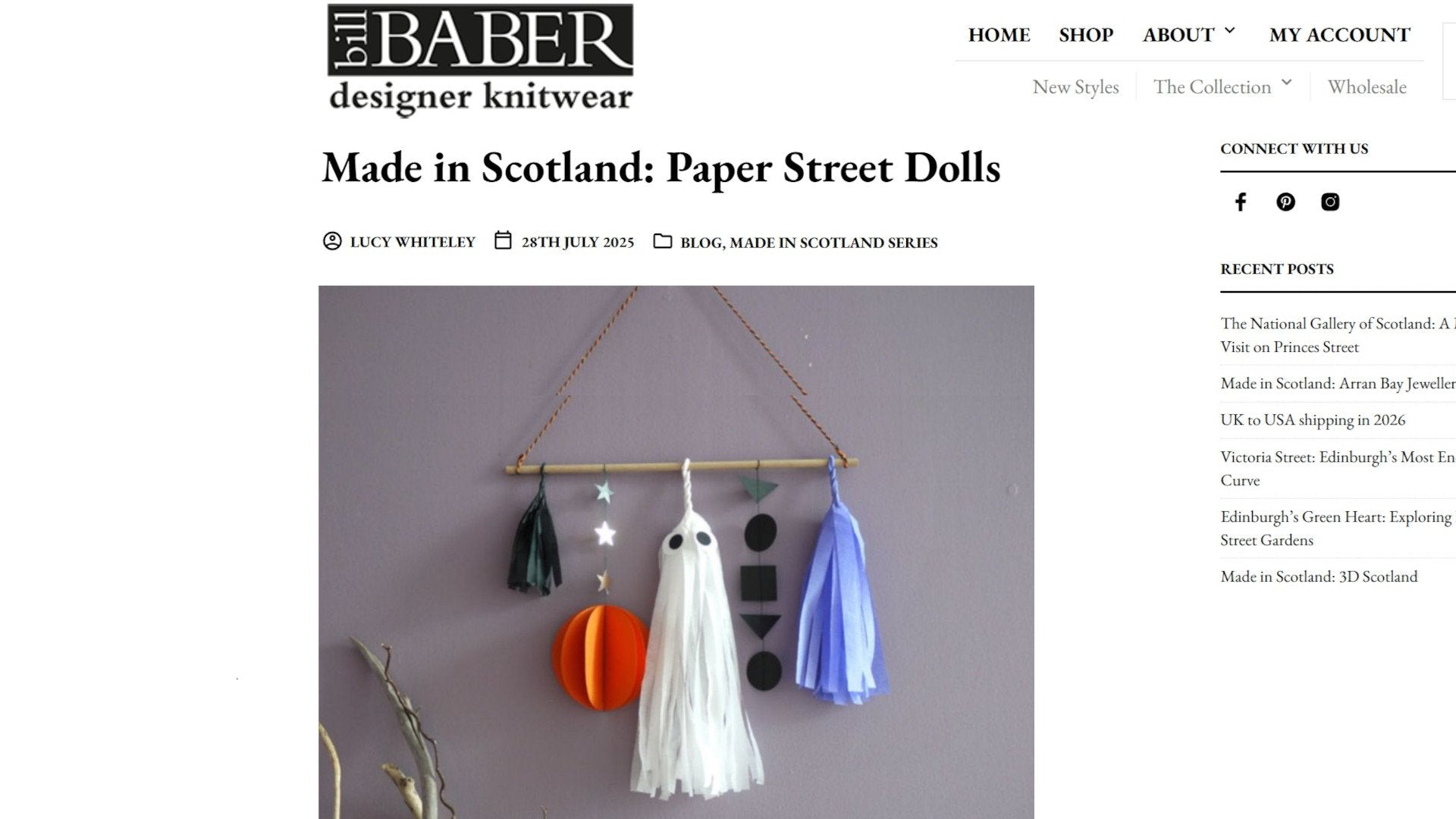 Paper Street Dolls paper decor and garlands made in Scotland, UK - feature from Bill Baber, Edinburgh. 