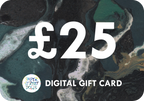 Digital gift card with £25 value and Paper Street Dolls logo on a dark, abstract background.