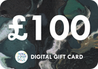 Digital gift card with £100 value and Paper Street Dolls logo on a dark, abstract background.