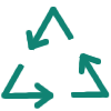 Recycling symbol with three green arrows forming a triangle created by Paper Street Dolls