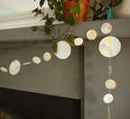 Blue yellow and grey marbled paper garland