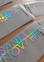 Holographic Christmas Eco cake toppers "Santa! I Know Him"