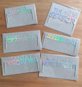 Holographic Christmas eco cake toppers "Tis the season", "Yippeekiyay!", "Merry Christmas"