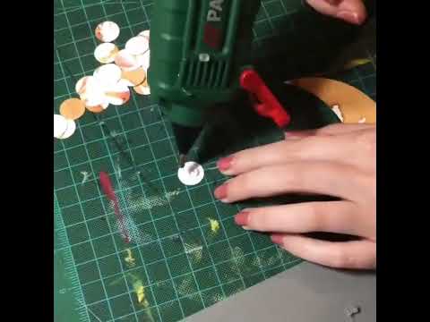 Abstract ink painting, cut moon phases shapes, gluing process and finished hanging garland of Paper Street Dolls Harvest Moon .